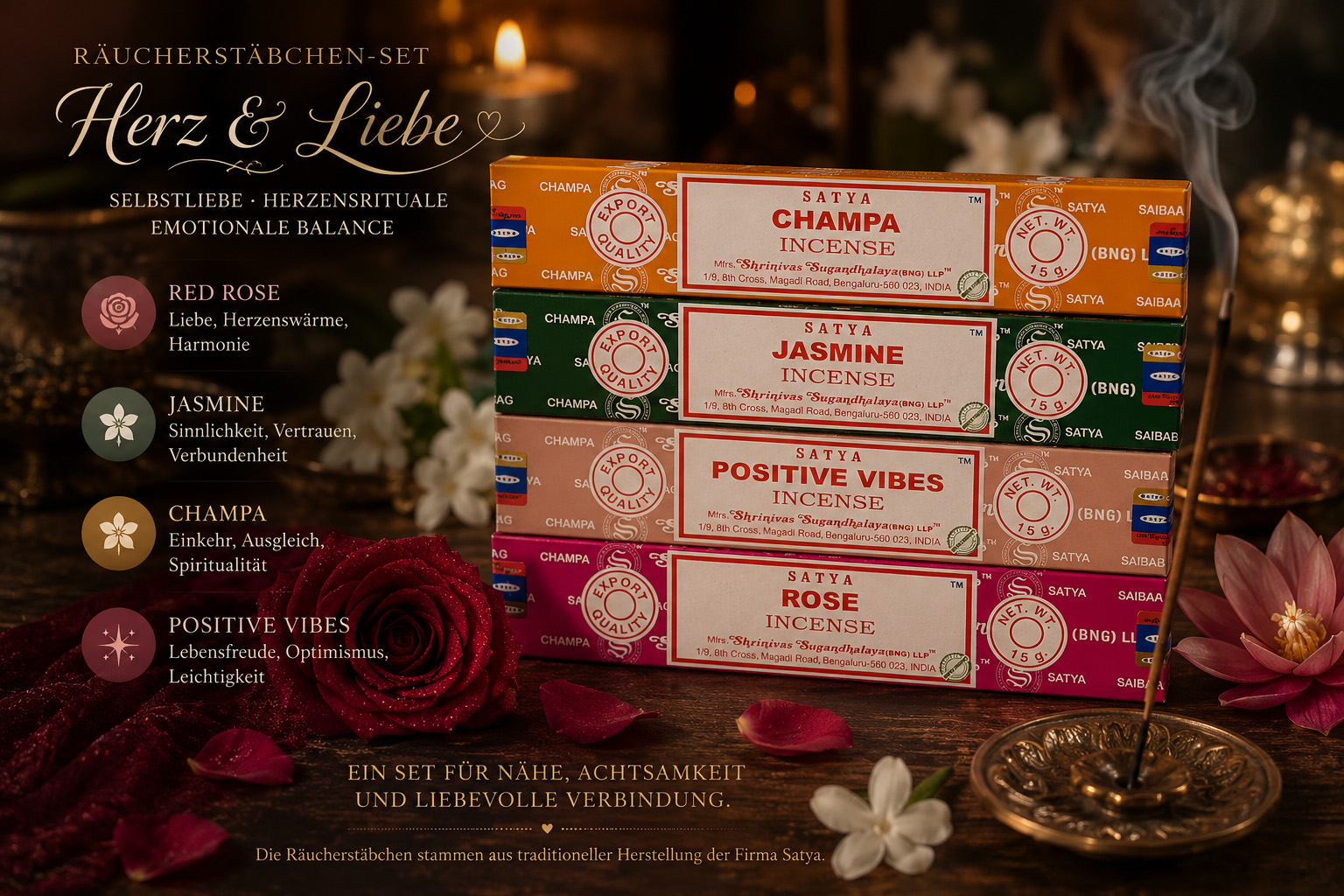 Räucherstäbchen-Set „Herz & Liebe“