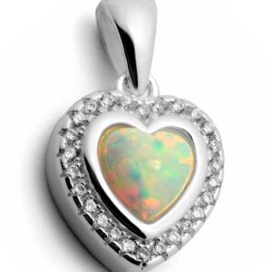 Herzanhänger mit Opal & Zirkonia, 925er Silber | Symbol für Liebe, Licht und Verbundenheit – Bild 3