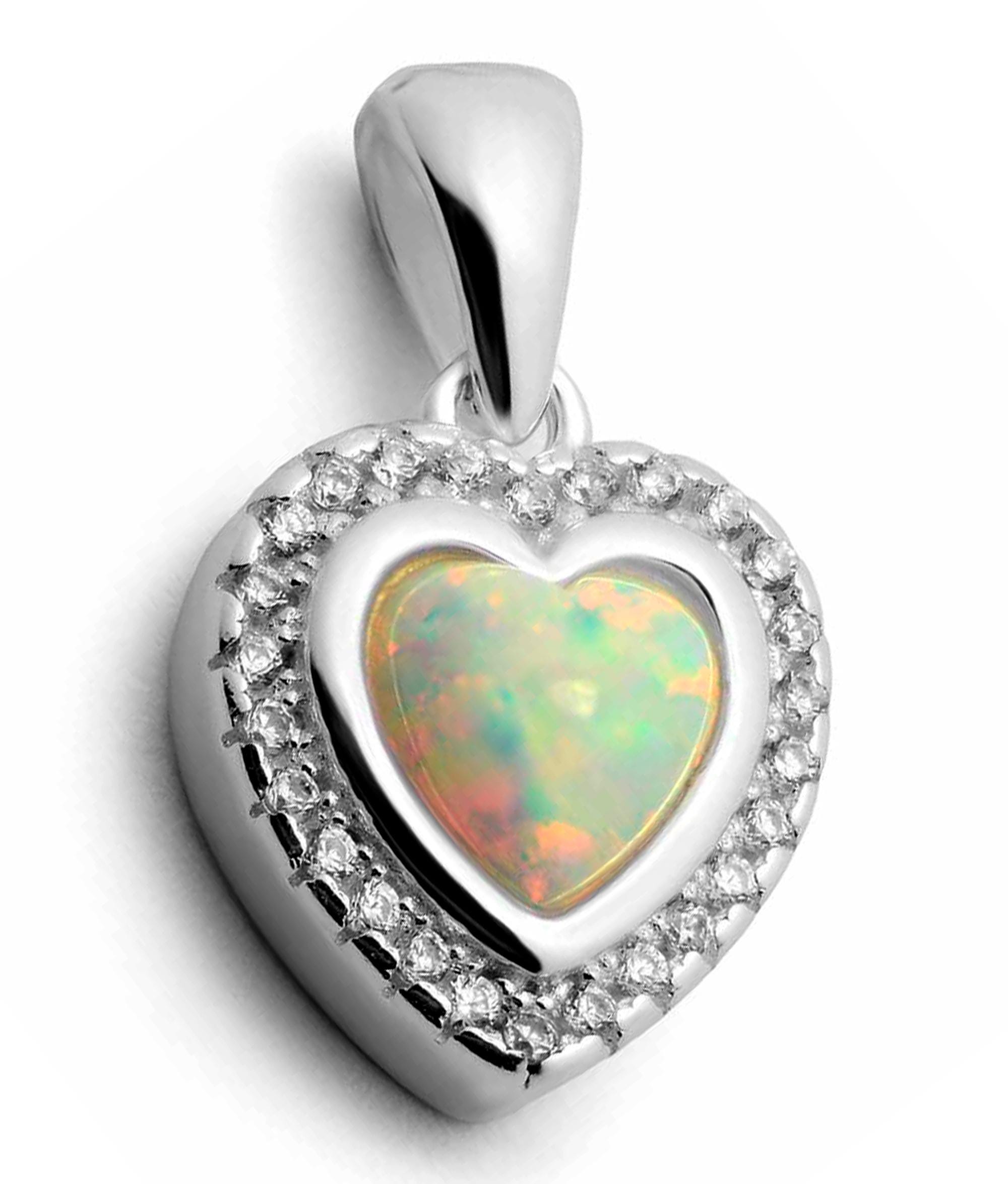 Herzanhänger mit Opal & Zirkonia, 925er Silber | Symbol für Liebe, Licht und Verbundenheit – Bild 3