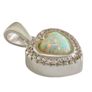 Herzanhänger mit Opal & Zirkonia, 925er Silber | Symbol für Liebe, Licht und Verbundenheit – Bild 4