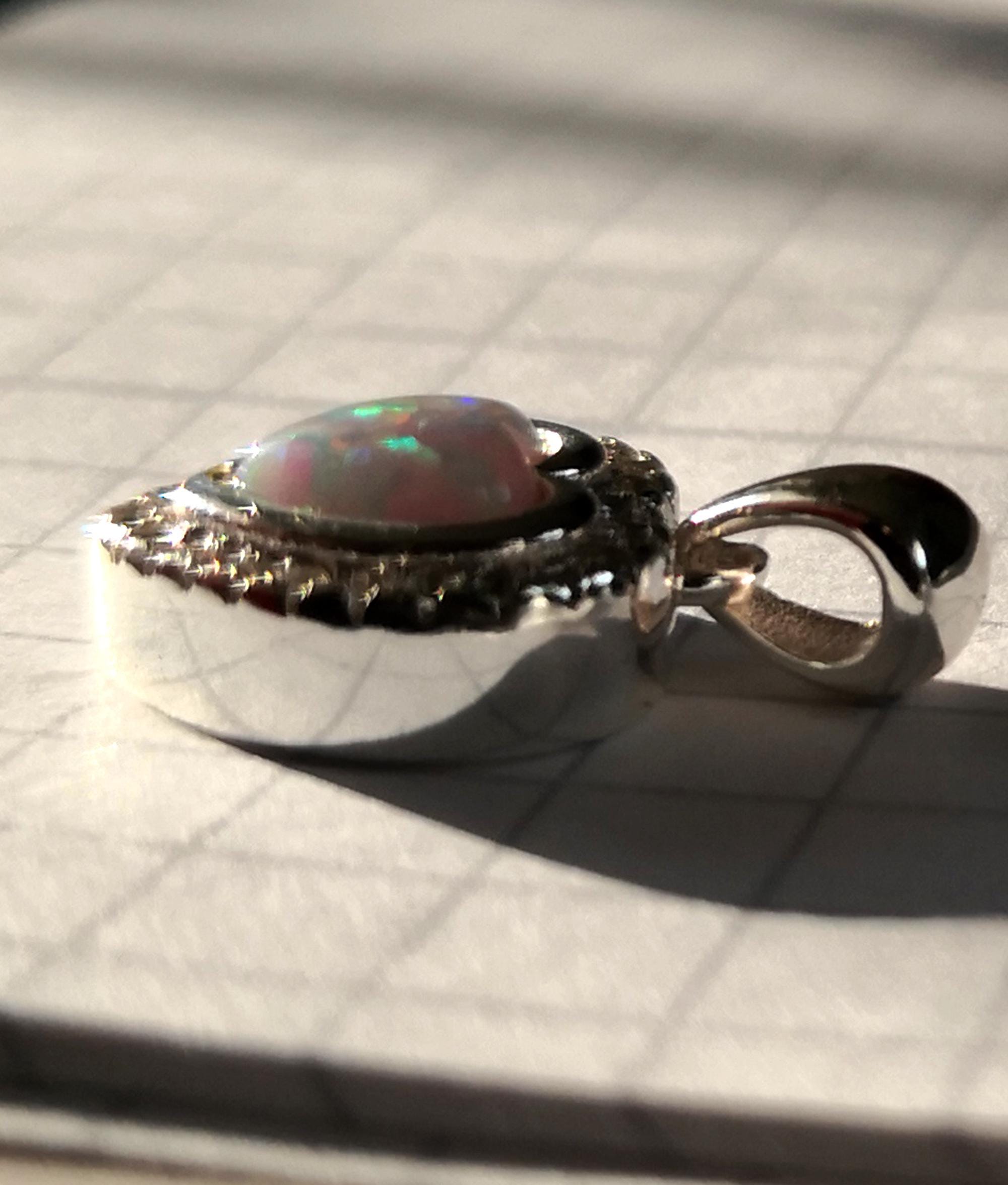 Herzanhänger mit Opal & Zirkonia, 925er Silber | Symbol für Liebe, Licht und Verbundenheit – Bild 7