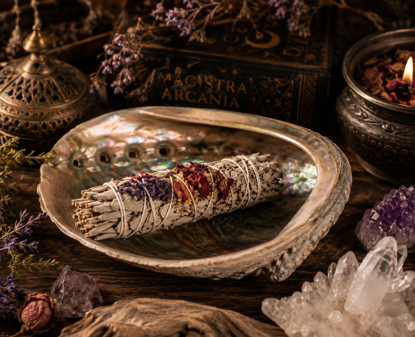🐚 Naturschale für Räucherwerk, Kristalle & Rituale