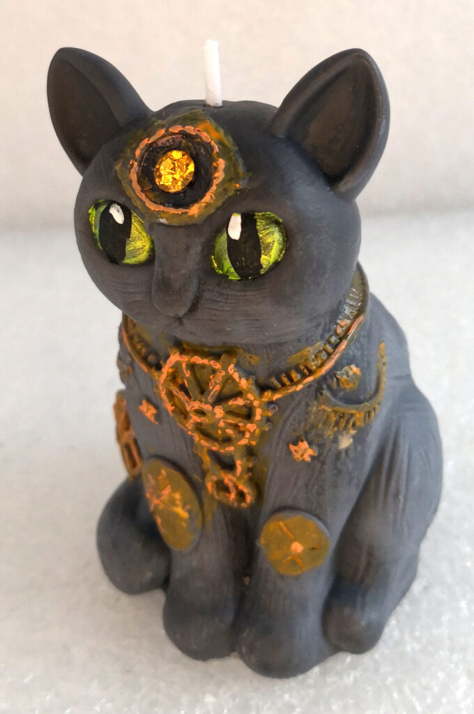 Zauberkatze „Runa“ – Hüterin der alten Zeichen-Katze-mit-Pentagramm