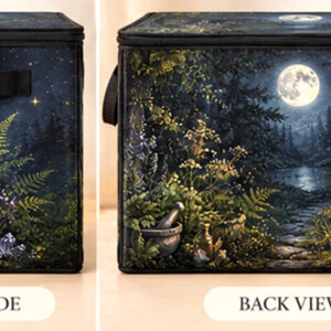 große faltbare Stoff-Box „Waldsee im Vollmond“ 40×30×30 cm | exklusives Hexenzeug-Design – Bild 4