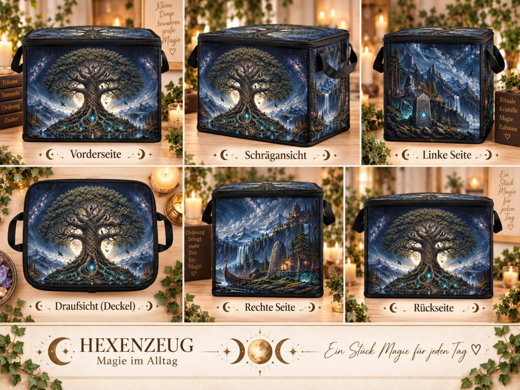 Große Aufbewahrungsbox „Weltenbaum“ 40 × 30 × 30 cm – exklusives Hexenzeug-Design