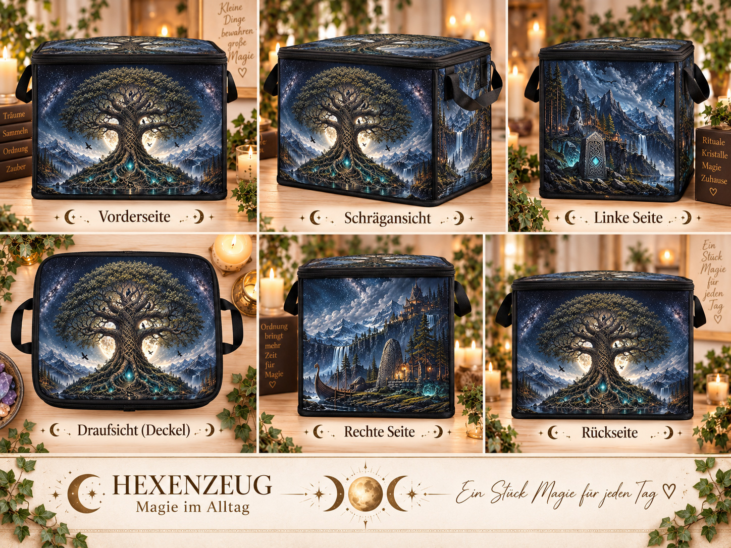 Große Aufbewahrungsbox „Weltenbaum“ 40 × 30 × 30 cm – exklusives Hexenzeug-Design – Bild 7