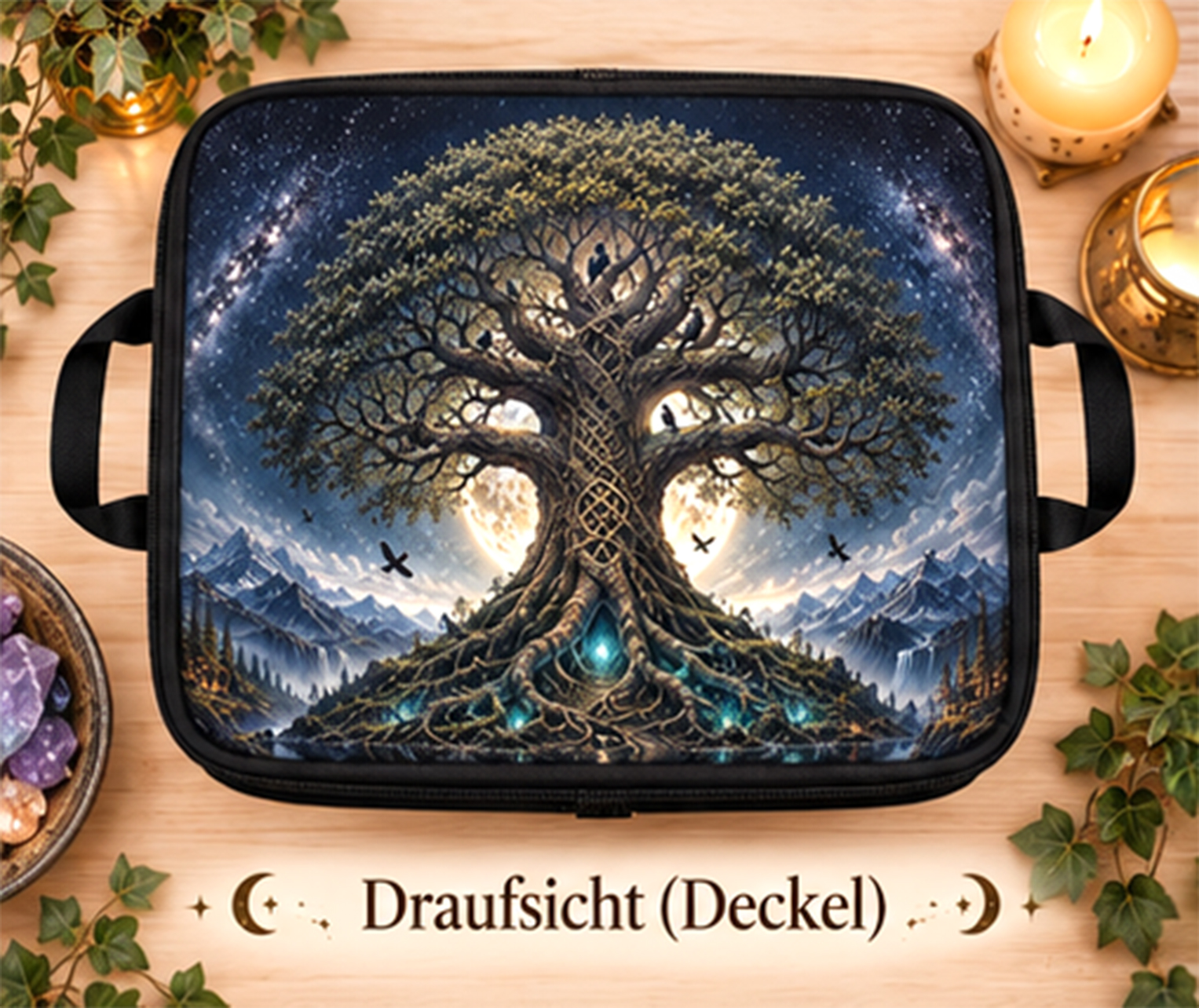 Große Aufbewahrungsbox „Weltenbaum“ 40 × 30 × 30 cm – exklusives Hexenzeug-Design – Bild 2