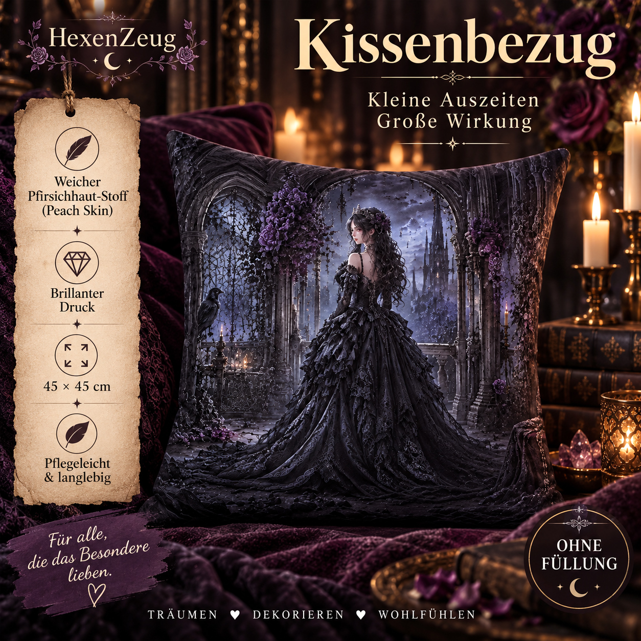 Gothic-Prinzessin Kissenbezug 45x45
