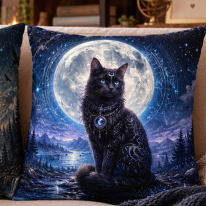 Kissenbezug „Mondkatze“ 45x45cm – mit exklusivem Hexenzeug-Motiv – Bild 1