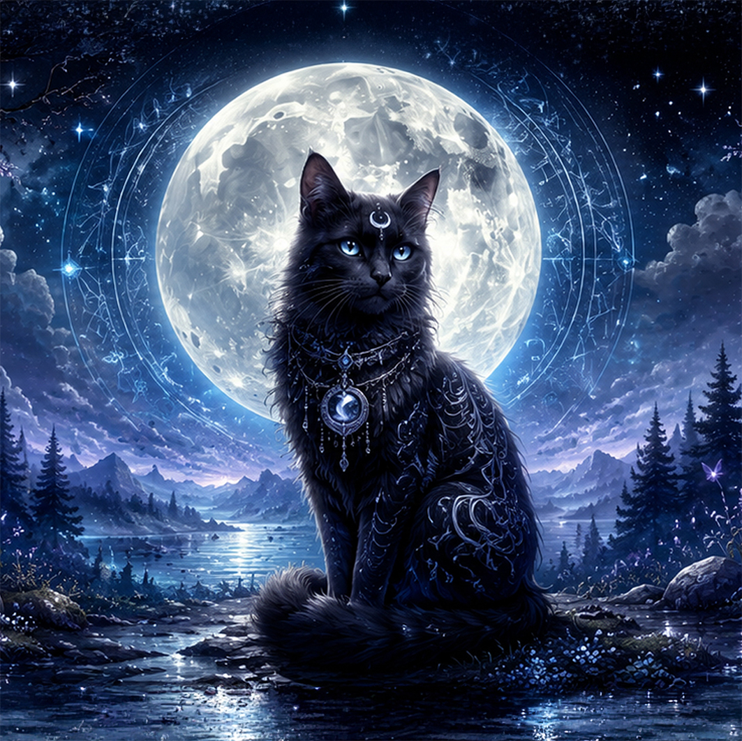 Mondkatze Kissen-45x45cm