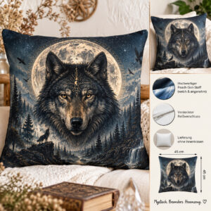 451-Kissenbezug mit Wolf 45x45